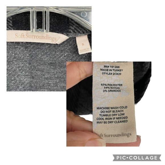 Soft Surroundings Mad About Plaid Gray Button Tunic Top - Sz S - Picture 3 of 16